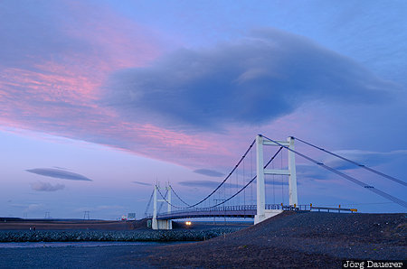 Austurland, Iceland, ISL, bridge, evening light, J&ouml;kuls&aacute;rl&oacute;n, J&ouml;kuls&aacute;rl&oacute;n Bridge, Joekulsarlon