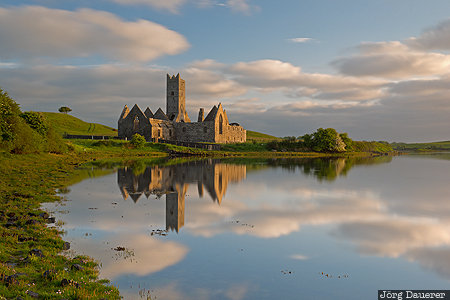 Ireland, IRL, Abbey, blue sky, church, clouds, Mayo, Republic of Ireland, Rosserk, Irland