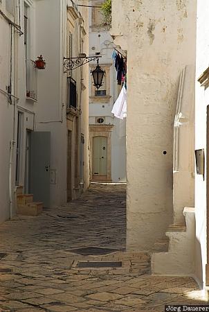 Italy, Apulia, Martina Franca, white, street light, street lamp, lane, Italien, Italia, Apulien, Puglia