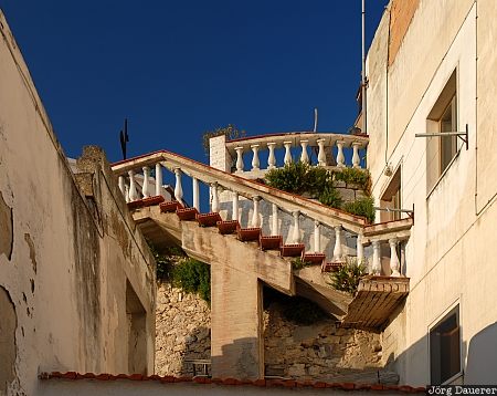 Stairs in Peschici Gargano, Italy, stairs, blue sky, Apulia, Foggia, Puglia, Italien, Italia, Apulien
