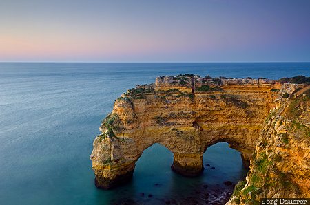 Praia da Marinha arches, Atlantic Ocean, beach, Benagil, Faro, morning light, natural arch, Portugal