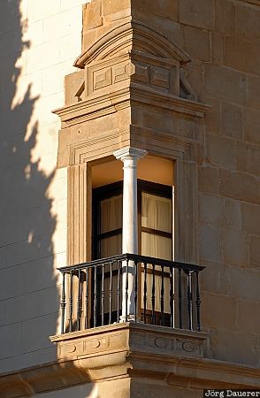 Andalusia, balcony, column, corner, renaissance, Spain, Ubeda, Spanien, Espana, Andalucia, Andalusien