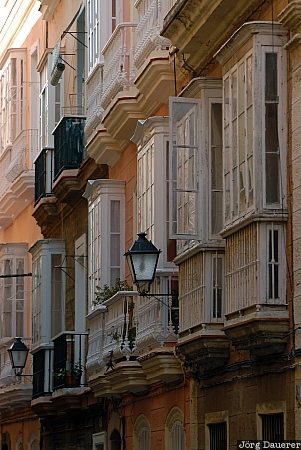 alley, Andalusia, balcony, Cadiz, C&aacute;diz, facade, oriel, Spain, Spanien, Espana, Andalucia, Andalusien