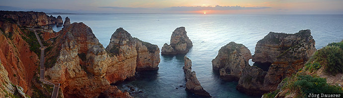 algarve, beach, cliffs, Faro, Lagos, morning light, Ponta da Piedade, Portugal