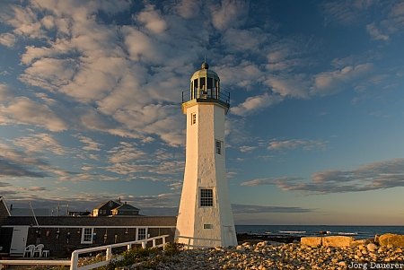 Scituate Light, United States, Massachusetts, Scituate, atlantic ocean, blue sky, clouds, coast, evening light, lighthouse