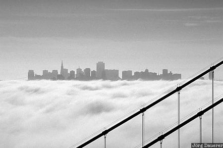 San Francisco, Golden Gate Bridge, Clouds, California, United States, fog, skyline, USA, Vereinigte Staten, Kalifornien, CA