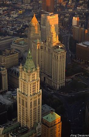 Woolworth Building, Downtown, City Hall, Manhattan, New York, WTC, World Trade Center, sunset