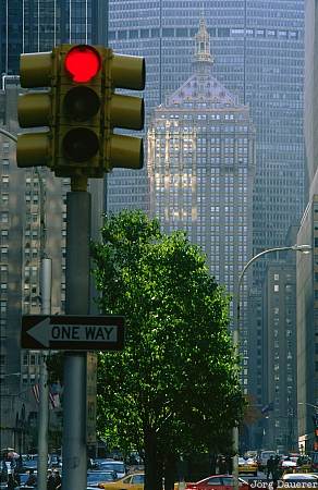 Helmsley Building, Park Avenue, Manhattan, New York, NY, United States, traffic light, USA, Vereinigte Staten, New York City, Big Apple