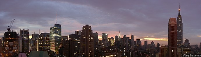 clouds, Manhattan, morning light, New York, skyline, skyscrapers, sunrise, United States, USA, Vereinigte Staten, NY, New York City, Big Apple