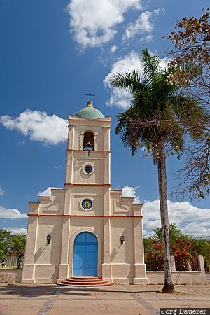 CUB, Cuba, Pinar del R&iacute;o, Vi&ntilde;ales, blue sky, church, clouds, Kuba, Pinar del Rio, Vinales