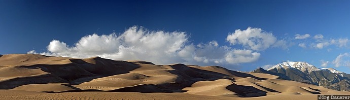 USA, Colorado, Great Sand Dunes National Park, sand dunes, sand, dunes, clouds, United States, Vereinigte Staten