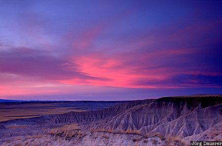 colorful sunset, rocks, formations, evening, red, Badlands National Park, South Dakota, United States, USA, Vereinigte Staten, SD