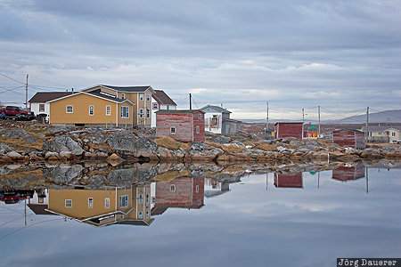 CAN, Canada, Newfoundland, atlantic ocean, clouds, fishing shack, Fogo Island, Tilting, Kanada