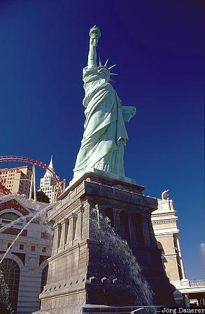 New York-New York Casino, morning, hotel, Statue of Liberty, United States, fountain, Las Vegas, Nevada, USA, Vereinigte Staten, NV