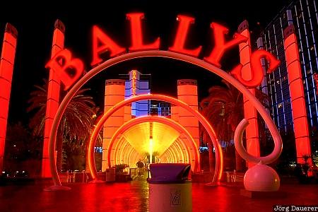 Casino, night, Ballys, Las Vegas, Nevada, United States, red, USA, Vereinigte Staten, NV