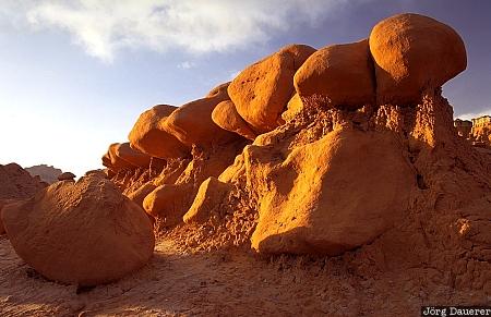 Goblins, Goblin valley, Utah, USA, San Rafael Reef, sunset, sandstone, clouds