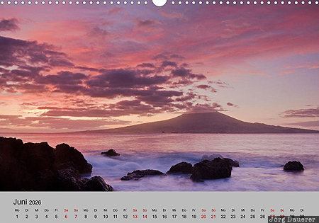 Pico, Faial, Azores, Azoren, Portugal, calendar, June