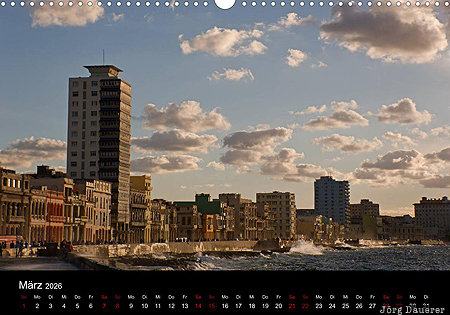 Malecon, Havana, cuba, Kuba, La Habana, calendar, March, Havanna