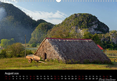 Vinales, province Pinar del Rio, cuba, Kuba, calendar, August, German, Pinar del Rio