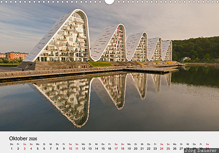 B&oslash;lgen (The Wave), Vejle, Southern Denmark, Denmark, calendar, October, German, D&auml;nemark, Daenemark