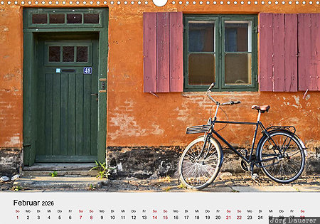 Facade in Nyboder, Copenhagen, Capital Region of Denmark, Denmark, calendar, February, German, D&auml;nemark, Daenemark