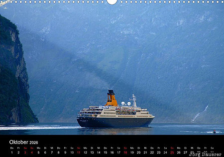 Geirangerfjord, Moere og Romsdal, Norway, calendar, October, Norwegen, Norge