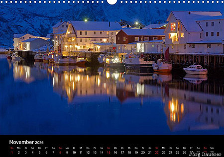 Henningsvaer, Austvagoy, Lofoten, Nordland, Norway, calendar, November, Norwegen, Norge