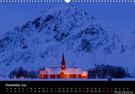 Flakstad, Flakstad&oslash;ya, Lofoten, Nordland, Norway, calendar, December, Norwegen, Norge