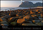 Calendar Norway February: Uttakleiv beach