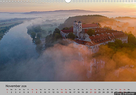 Tyniec Abbey, Tyniec, Lesser Poland, Poland, calendar, November, German
