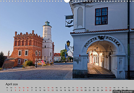 Sandomierz, Swietokrzyskie, Poland, calendar, April, German