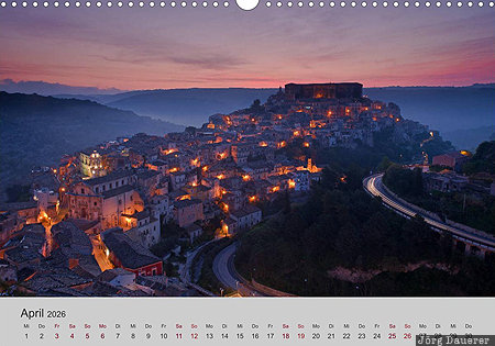Ragusa Ibla, Sicily, Sizilien, Italy, calendar, German, April, Italien, Italia, Sicilia