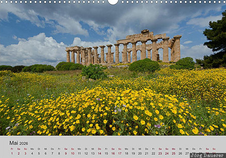 Temple of Hera, Selinunte, Sicily, Sizilien, Italy, calendar, German, Italien, Italia, Sicilia