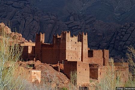 building, castle, dad&egrave;s Gorges, evening light, fortress, house, Kasbah, Morocco, Marokko