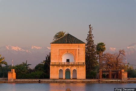 Marrakech-Tensift-Al Haouz, Menara, Morocco, basin, evening light, high Atlas, Marrakech, Marokko, Marrakesh, Murakush