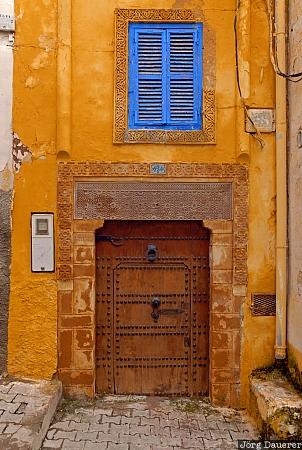 Facade in Azemmour Doukkala-Abda, Azemmour, blue, door, facade, street, wall