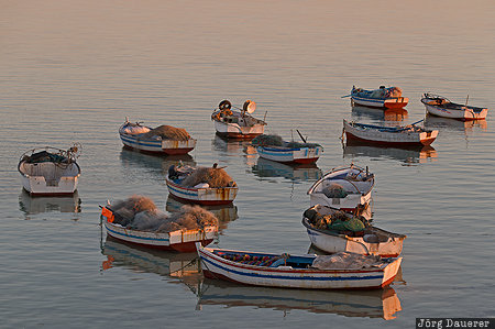 Fishing Boats Bou Menjel, Gouvernorat Medenine, TUN, Djerba, Tunisia, boats, evening light, Sidi Jmour
