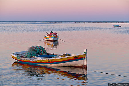 Fishing Boat Ouled Yaneg, Sfax, Kerkennah, TUN, Tunisia, calm, colorful sky