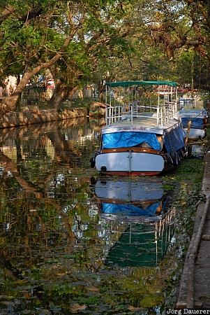 Alleppey, boats, channel, evening light, India, reflexion, State of Kerala, Kerala