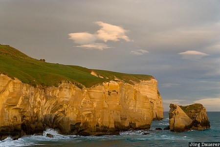 New Zealand, Saint Clair, beach, clouds, coast, evening light, Otago, Neuseeland