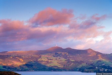 New Zealand, Otago, Portobello, clouds, otago Peninsula, red clouds, sunrise, Neuseeland
