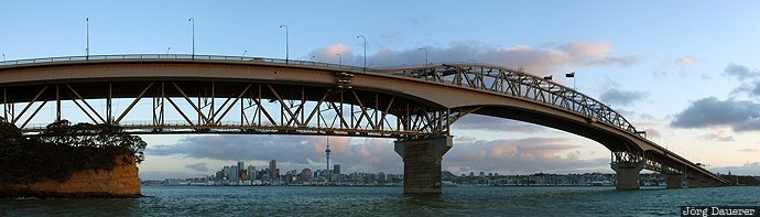 Auckland Harbour Bridge Auckland, Auckland Harbour Bridge, bridge, evening light, Herne Bay, New Zealand, north island, Neuseeland