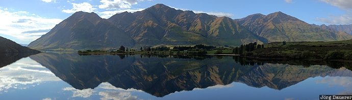 New Zealand, Otago, Wanaka, Glendhu, calm, clouds, lake, Neuseeland
