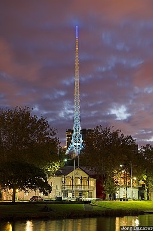 Australia, Victoria, Melbourne, sky, red clouds, night, blue hour, Australien, Down Under, VIC