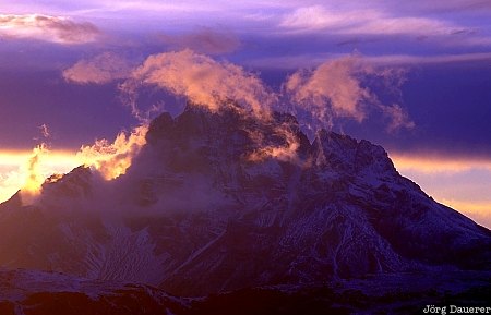 Dolomites, mountains, sunset, Italy, Belluno, Tre Cime, Drei Zinnen, Italien, Italia