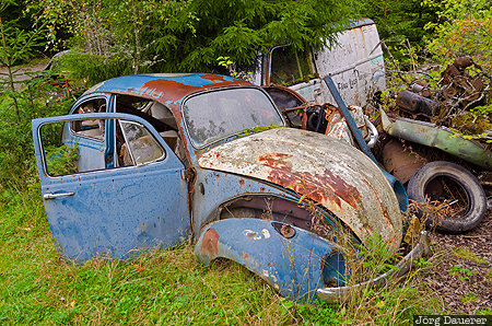 VW Beetle Wreck Båstnäs, SWE, Sweden, Töcksfors, Värmland, Båstnäs Bilkyrkogård, Båstnäs Car Cemetery