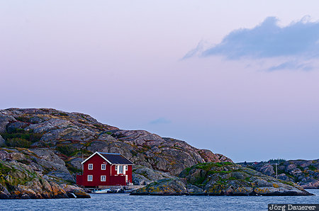 Red House Nordviksstrand, Skärhamn, SWE, Sweden, Västra Götaland, Baltic sea, blue hour