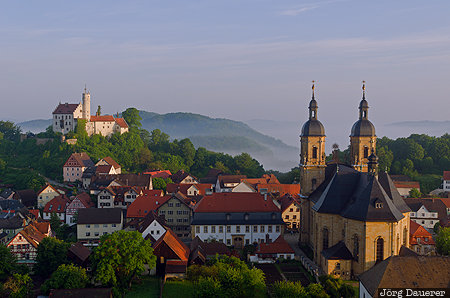 Gößweinstein Basilika Gößweinstein, Bavaria, Oberfranken, sunrise, morning light, Gößweinstein Castle, Pilgrimage church of the Holy Trinity, Germany, Gößweinstein, Deutschland, Bayern, Goessweinstein