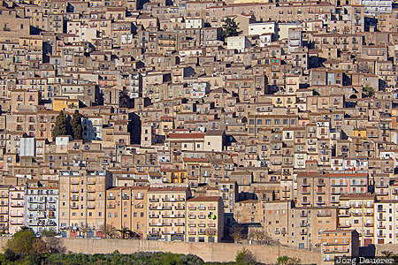 Gangi Gangi, ITA, Italy, evening light, houses, Madonie, Madonie mountains