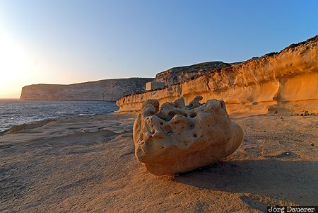 Bizarre Rock Malta, Munxar, beach, Bizarre Rock, coast, evening light, Gozo